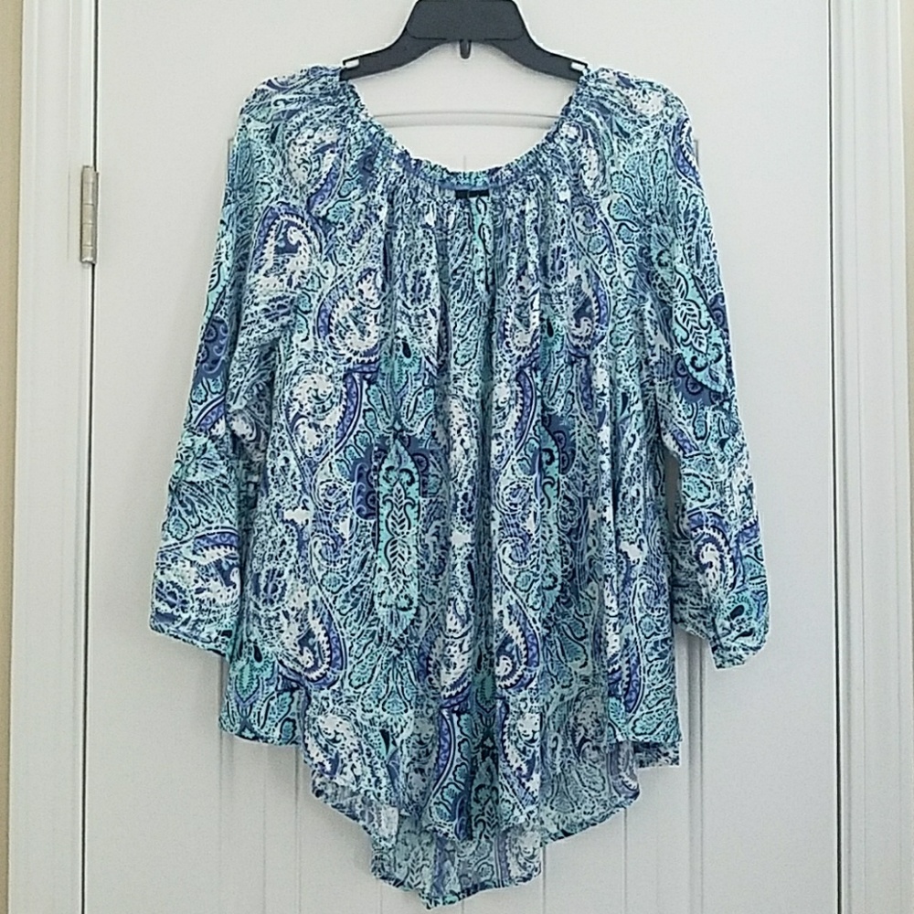 Pretty Blue Off-The-Shoulder Top